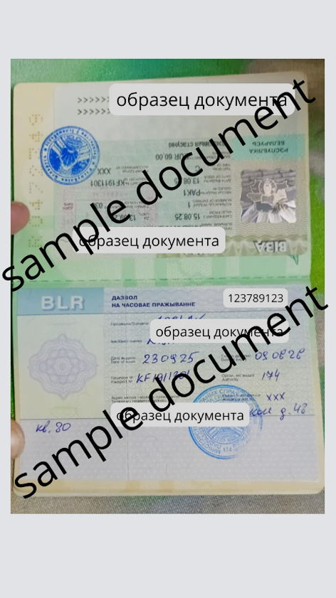 Belarus work visa and TRP sample